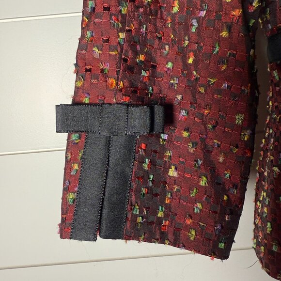 Maggy London Petite Sz 4 Burgandy with Multicolor Flecks Black Trim Pencil Skirt - Picture 6 of 9